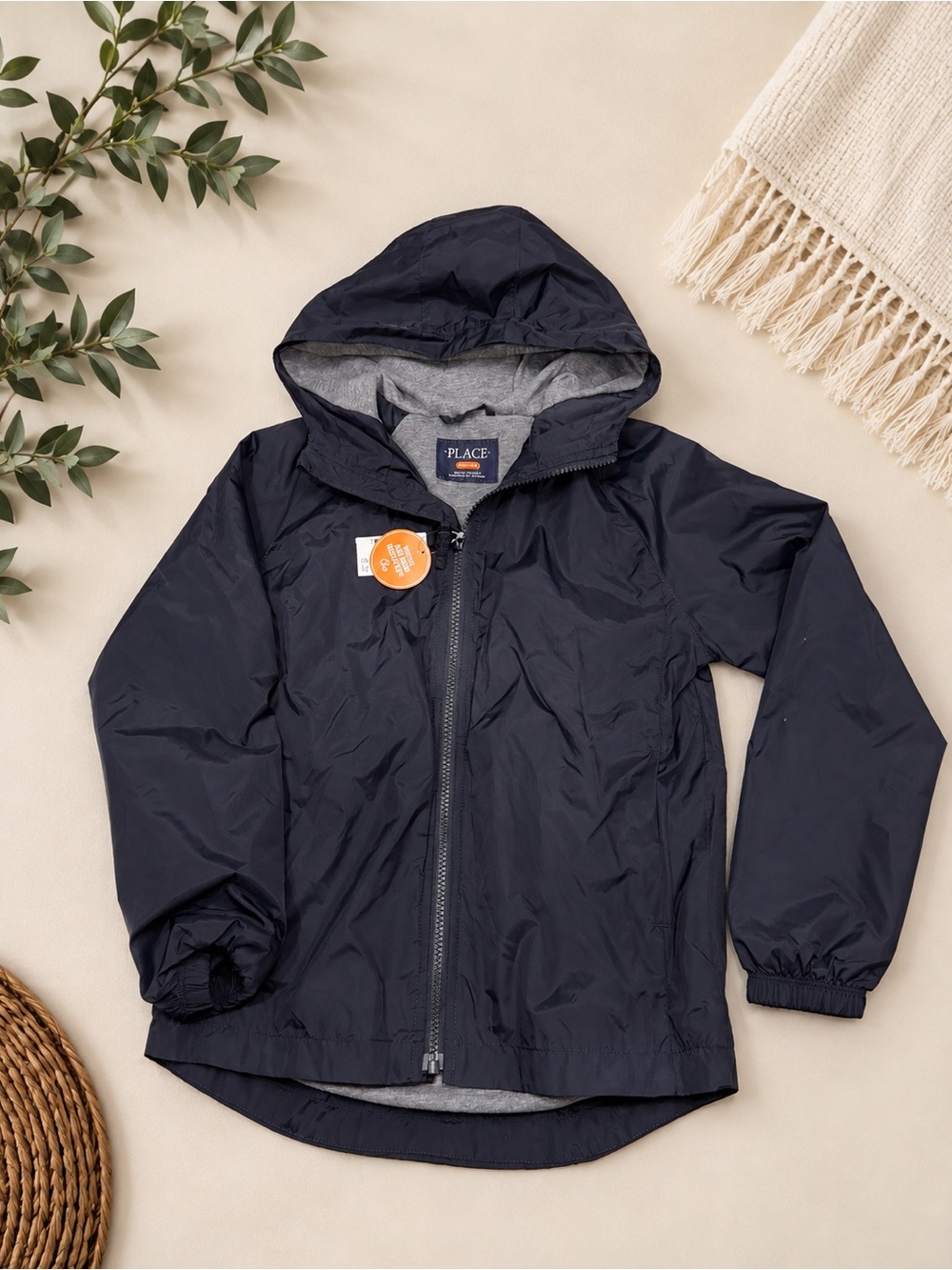 The Children’s Place Boys Navy Water & Wind Resistant Hooded Jacket Size 7/8 NWT